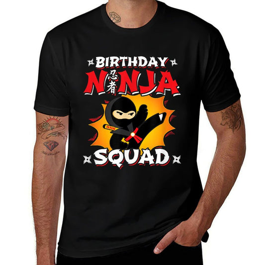 Ninja Birthday Party Theme - Birthday Ninja Squad  High-quality Stitching T-Shirt