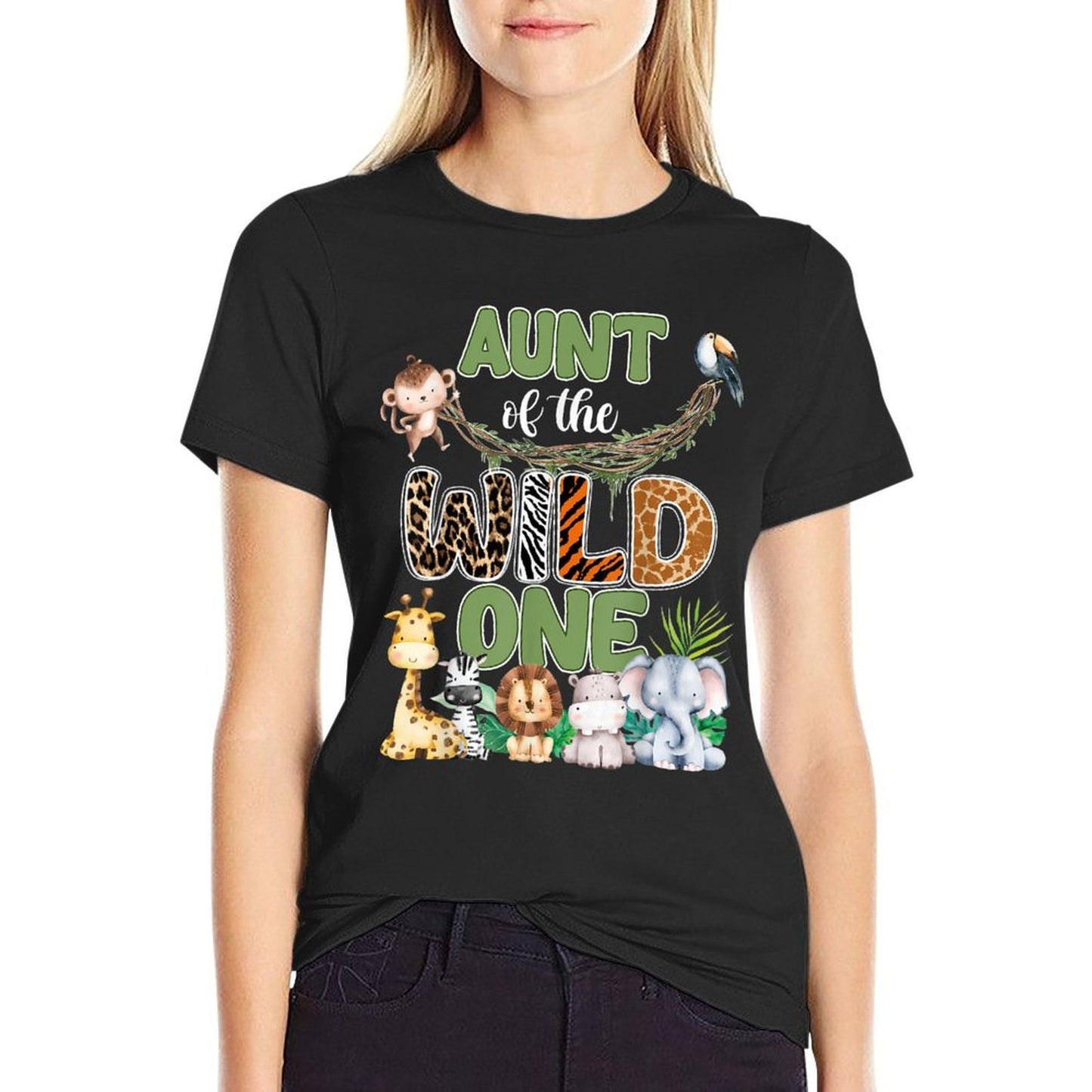 Aunt Of The Wild One 1st Birthday Safari Family Matching  Easy-care T-Shirt