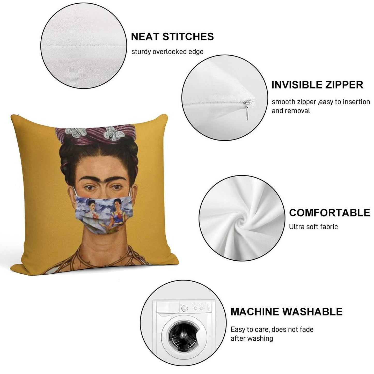 Frida Kahlo in 2020 Soft Skin-Friendly Throw Pillow