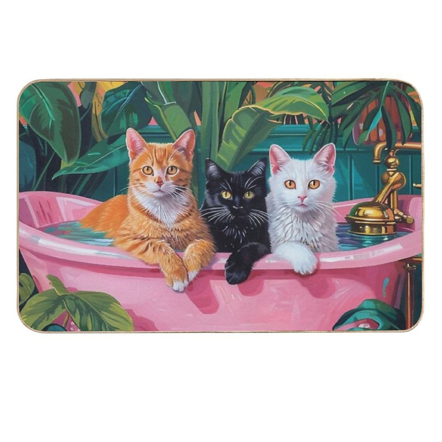 Painting of Cats  Fade-Resistant Bath Mat