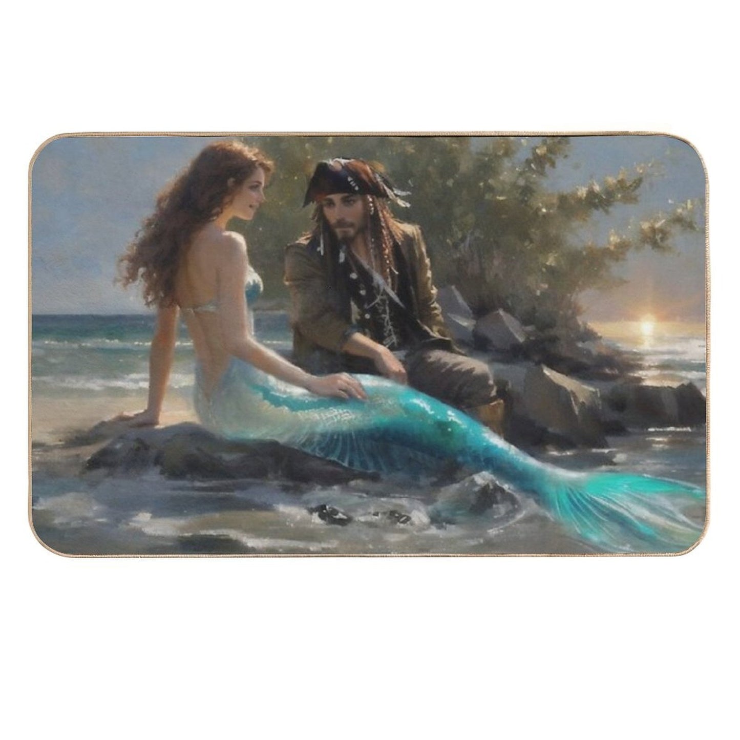 Pirate And Mermaid  Non-Slip Bath Mat