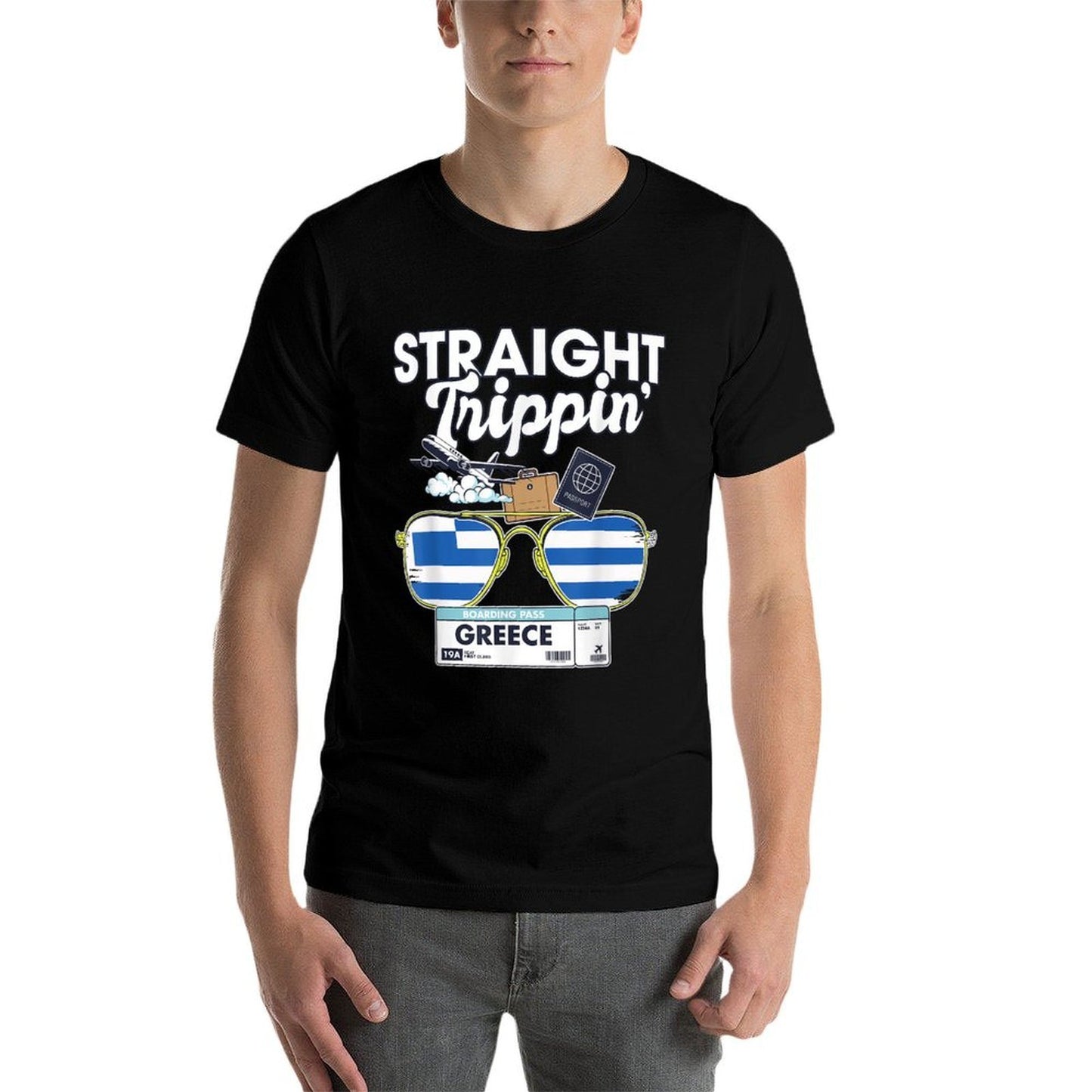 Straight Trippin Greece Vacation Tour Travel Trip Matching  Summer-ready Fabric T-Shirt