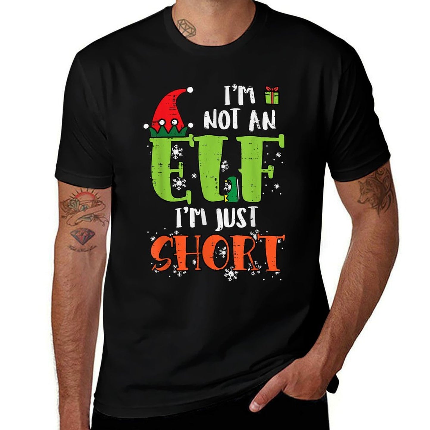 Im Not An Elf Just Short Funny Christmas Xmas Men Women Kids  Fade-proof Color T-Shirt