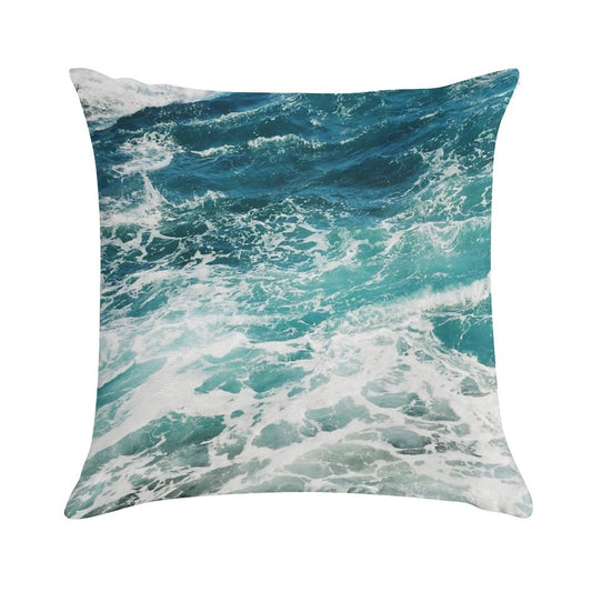 Blue Ocean Waves Soft Hidden Zipper Throw Pillow