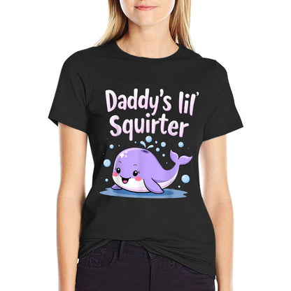 Daddy's Lil' Squirter - Unisex-Adults, Black, Small,, Cartoon, Casual Classic  Wrinkle-resistant T-Shirt