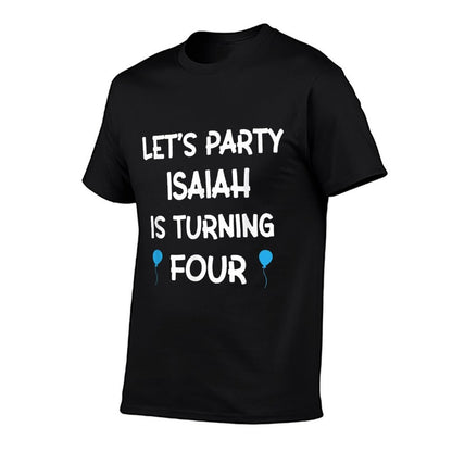 Isaiah Fourth Birthday Shirt with Name 4 Year Old Boy  Relaxed-fit T-Shirt