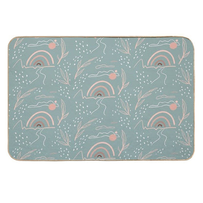 Minimalistic Design with Rainbow And Leaves  Dirt-Trapping Bath Mat