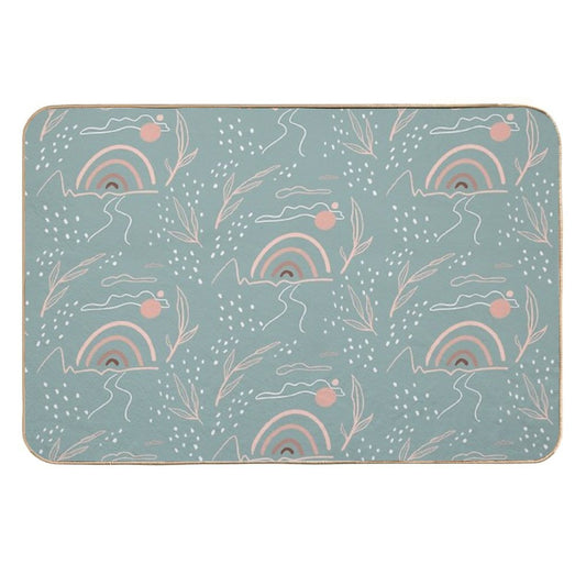 Minimalistic Design with Rainbow And Leaves  Dirt-Trapping Bath Mat