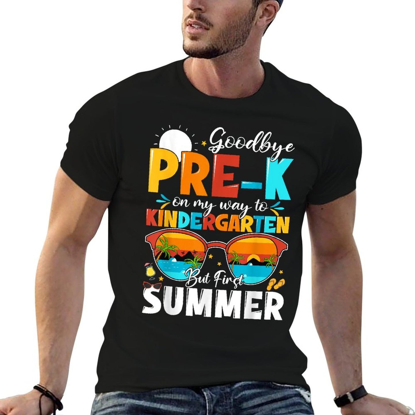 Goodbye Pre-k Graduation To Kindergarten Hello Summer Kids  Fade-proof Color T-Shirt