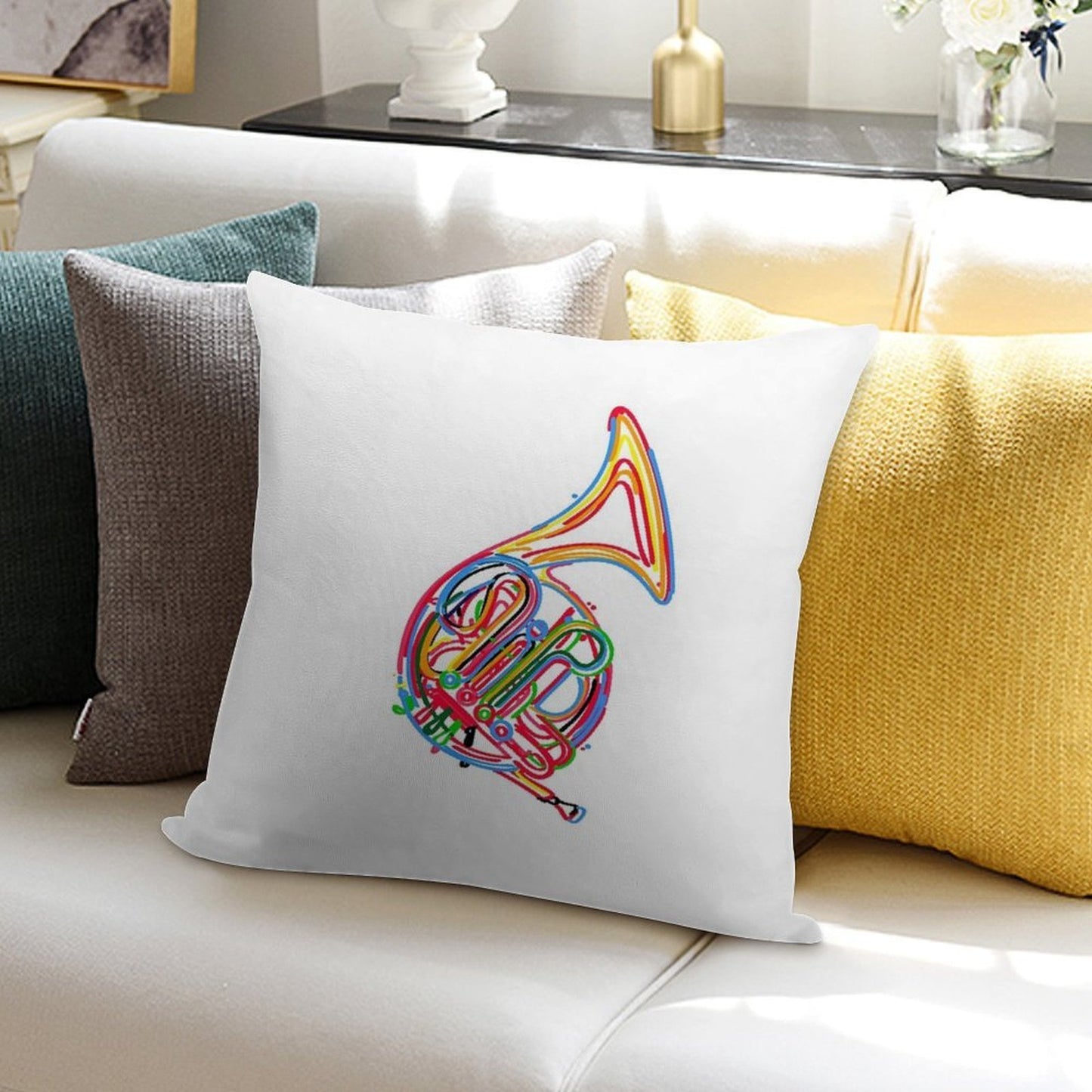 French Horn Soft Skin-Friendly Throw Pillow