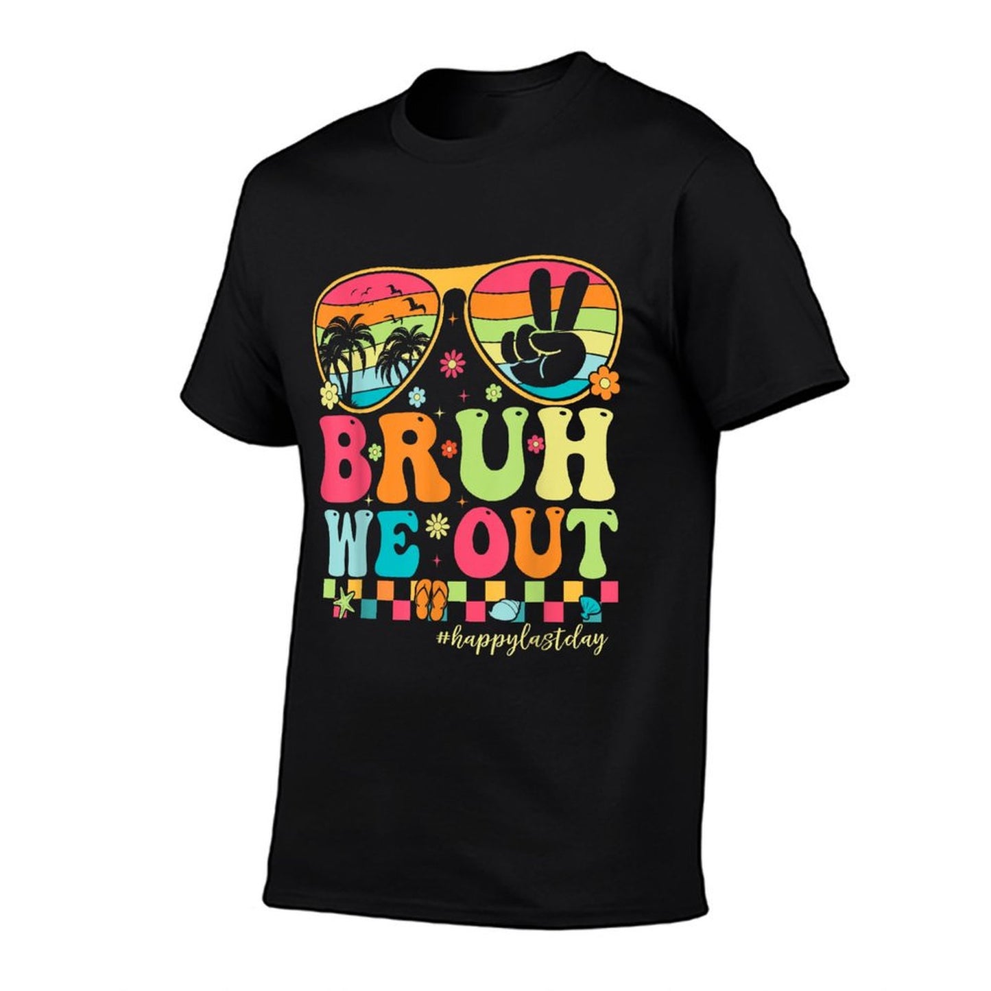 Bruh We Out Teachers Happy Last Day Of School Groovy Heathered Texture T-Shirt