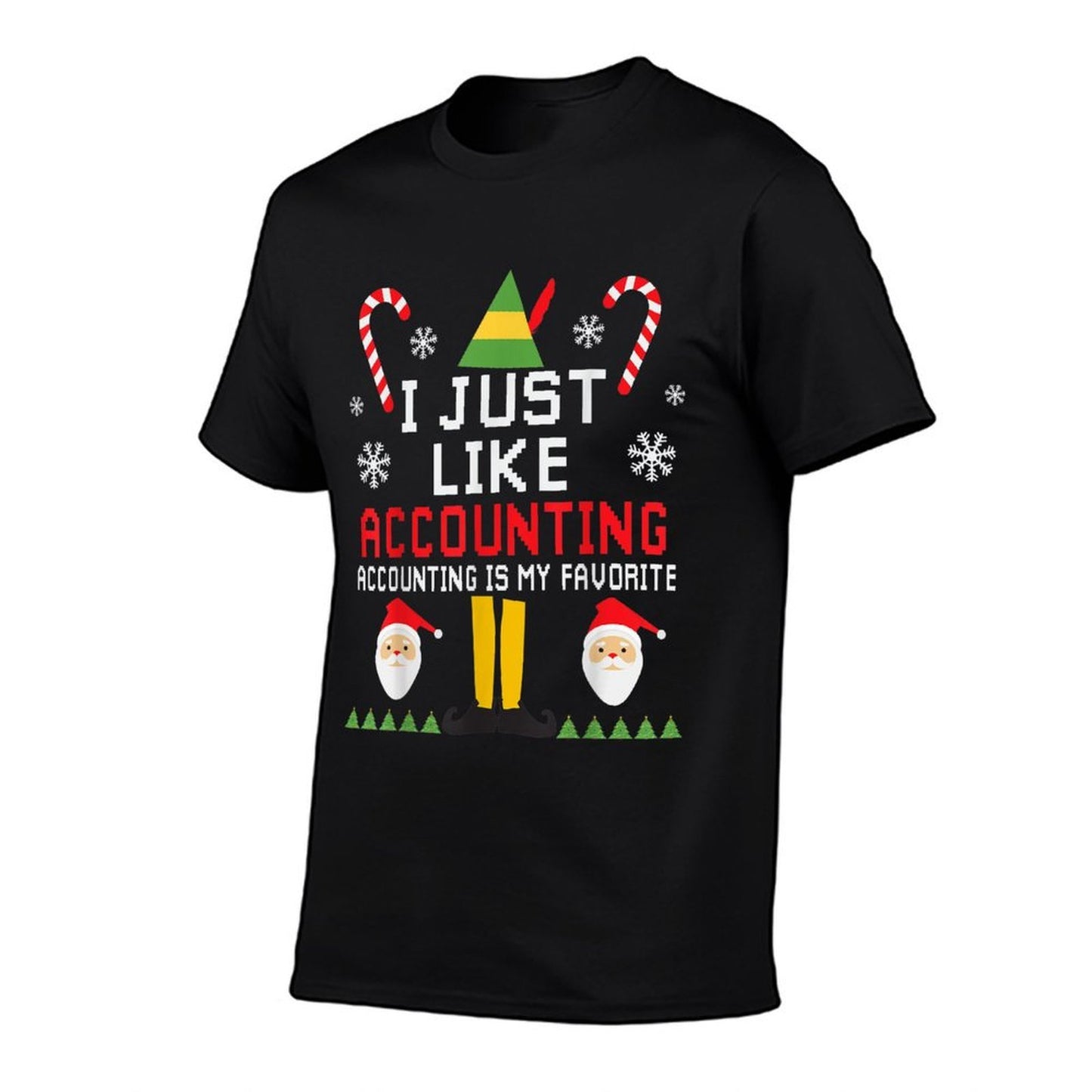 The Christmas Shop Accounting Christmas Graphic for Accountants, Unisex-Adults, Red, Small,, Classic Fit, Modern Ugly Sweater St  Slim-fit Cut T-Shirt