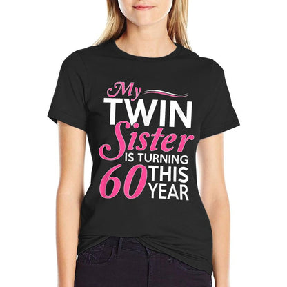 60th Birthday Gifts for Twin Sisters Funny Birth Year  Stretchy T-Shirt