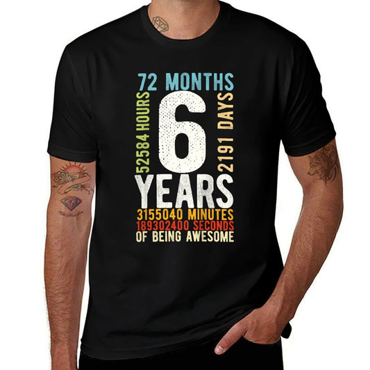 6th Birthday 6 Years Old Vintage Retro 72 Months  Versatile T-Shirt