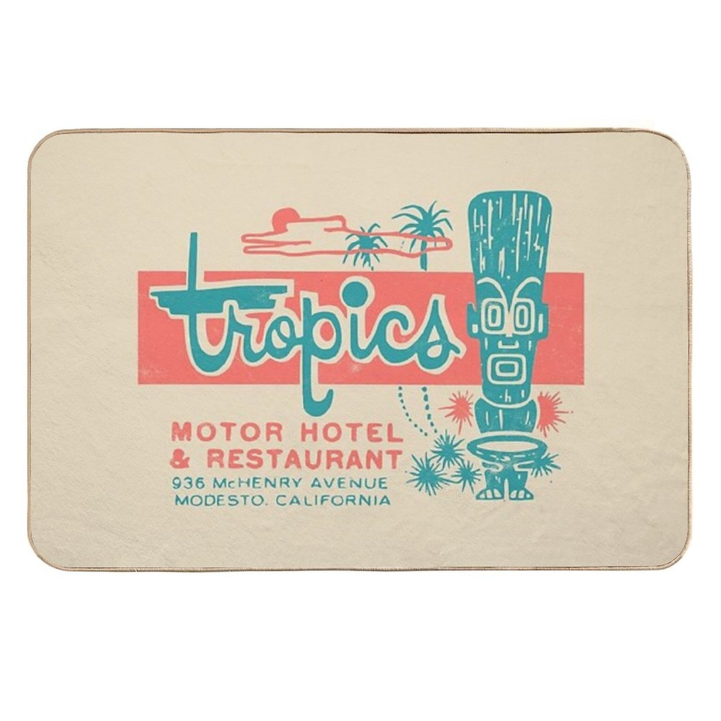 Tropics Motor Hotel  Tiki  1950s  Polynesian  Retro Surf Style  Versatile Bath Mat