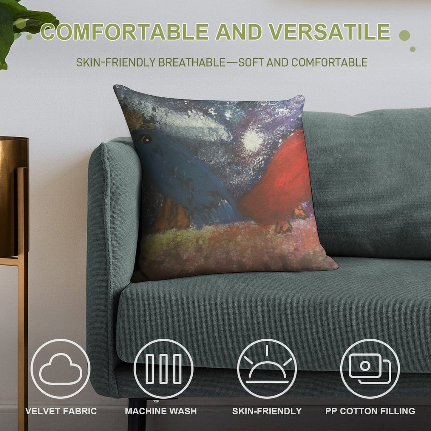 Cosmic Companions Soft Washable Throw Pillow