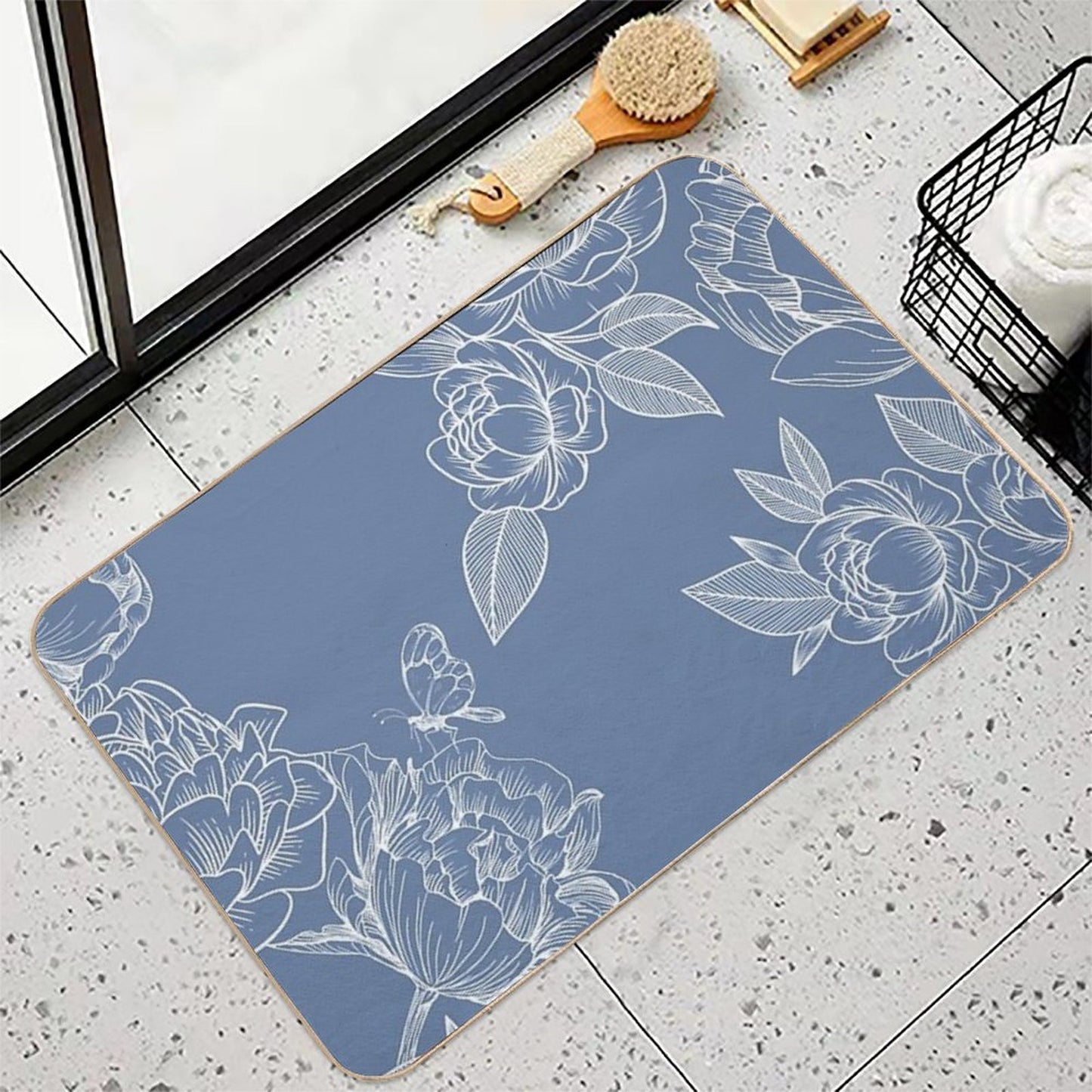 Cool Summer Floral Pattern  Fade-Resistant Bath Mat