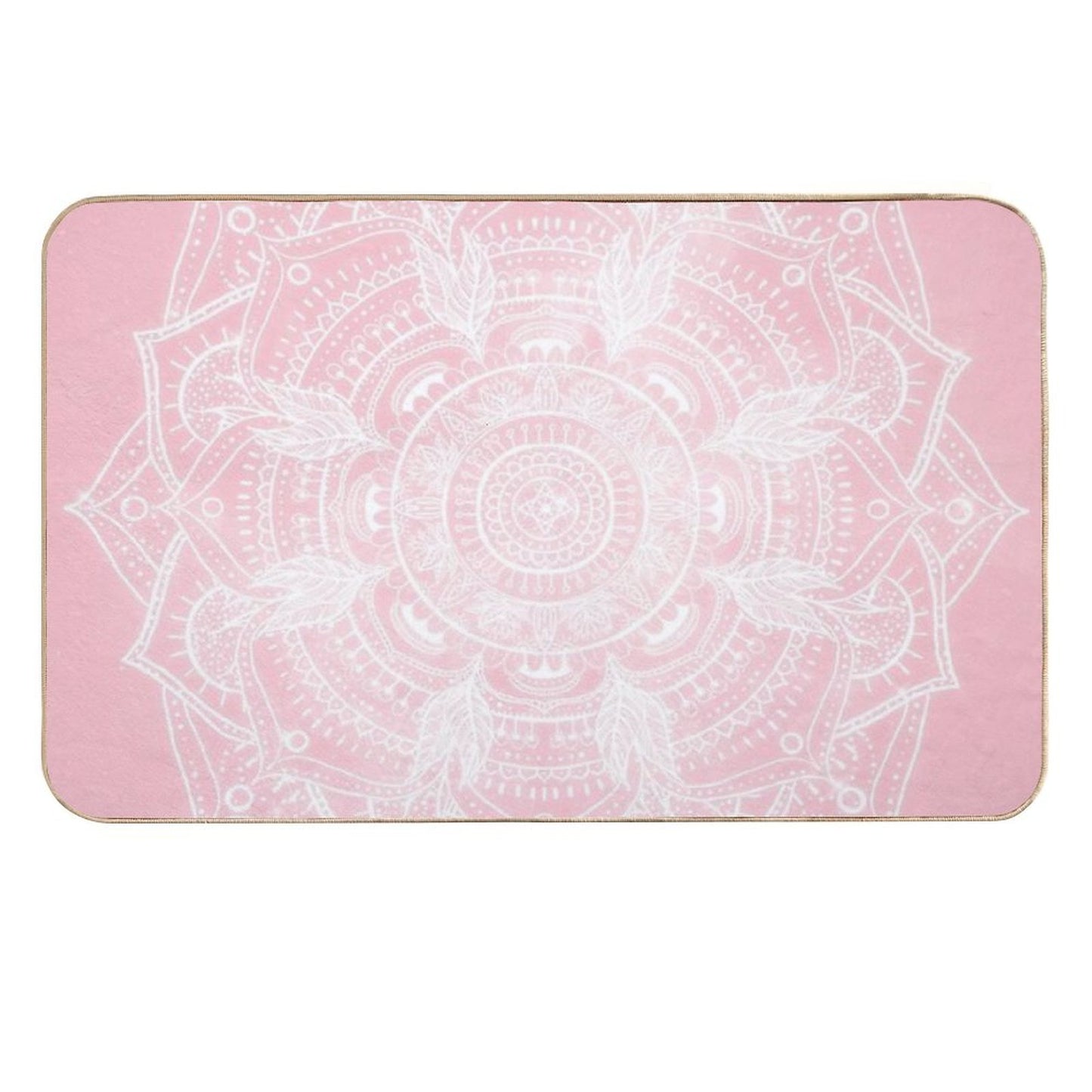 Elegant White Mandala Pink Nebula Design  Easy Maintenance Bath Mat