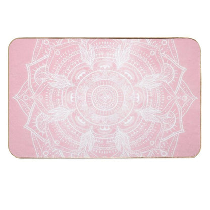 Elegant White Mandala Pink Nebula Design  Easy Maintenance Bath Mat