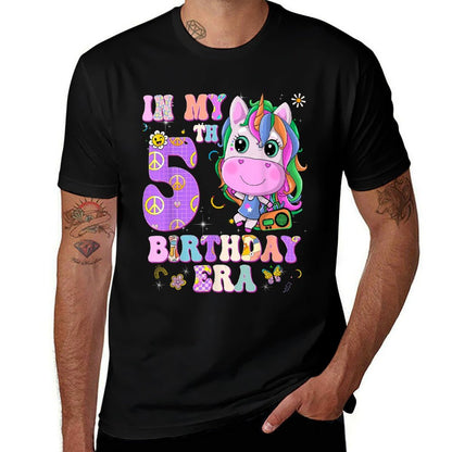 Kids In My 5th Birthday Era Girl Unicorn Gifts 5 Year Old  Polyester Blend T-Shirt