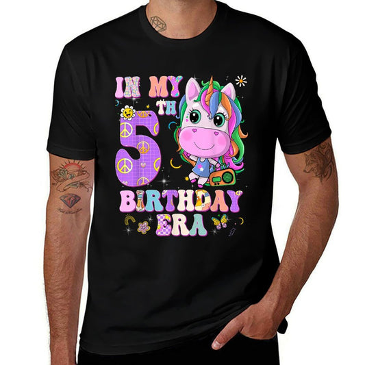 Kids In My 5th Birthday Era Girl Unicorn Gifts 5 Year Old  Polyester Blend T-Shirt