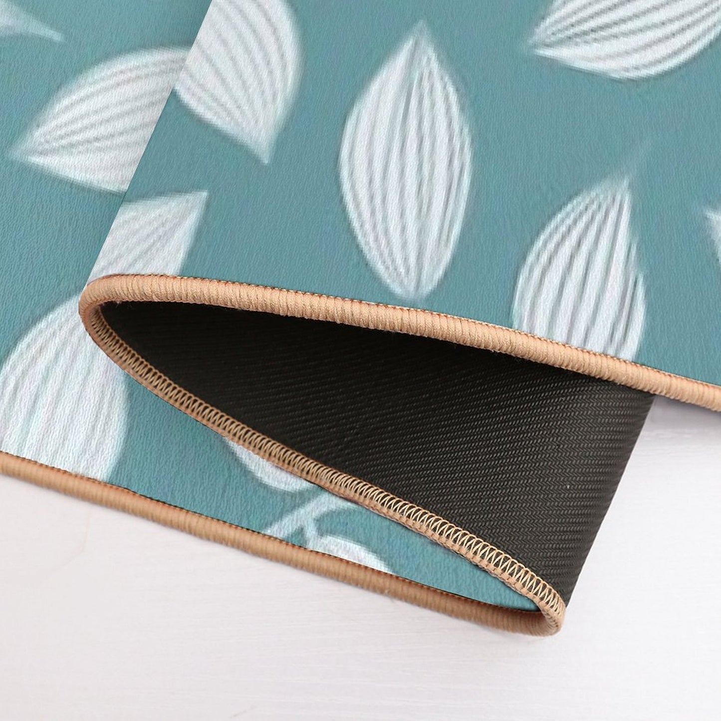 Floral Leaves in Teal Green  Dirt-Trapping Bath Mat