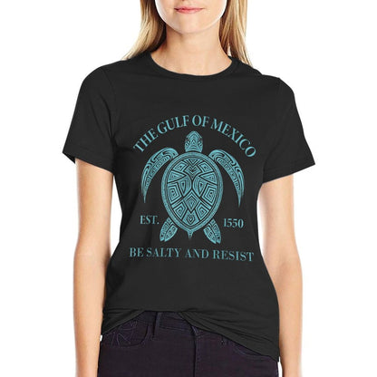 Gulf Of Mexico Turtle Be Salty And Resist  Heathered Texture T-Shirt