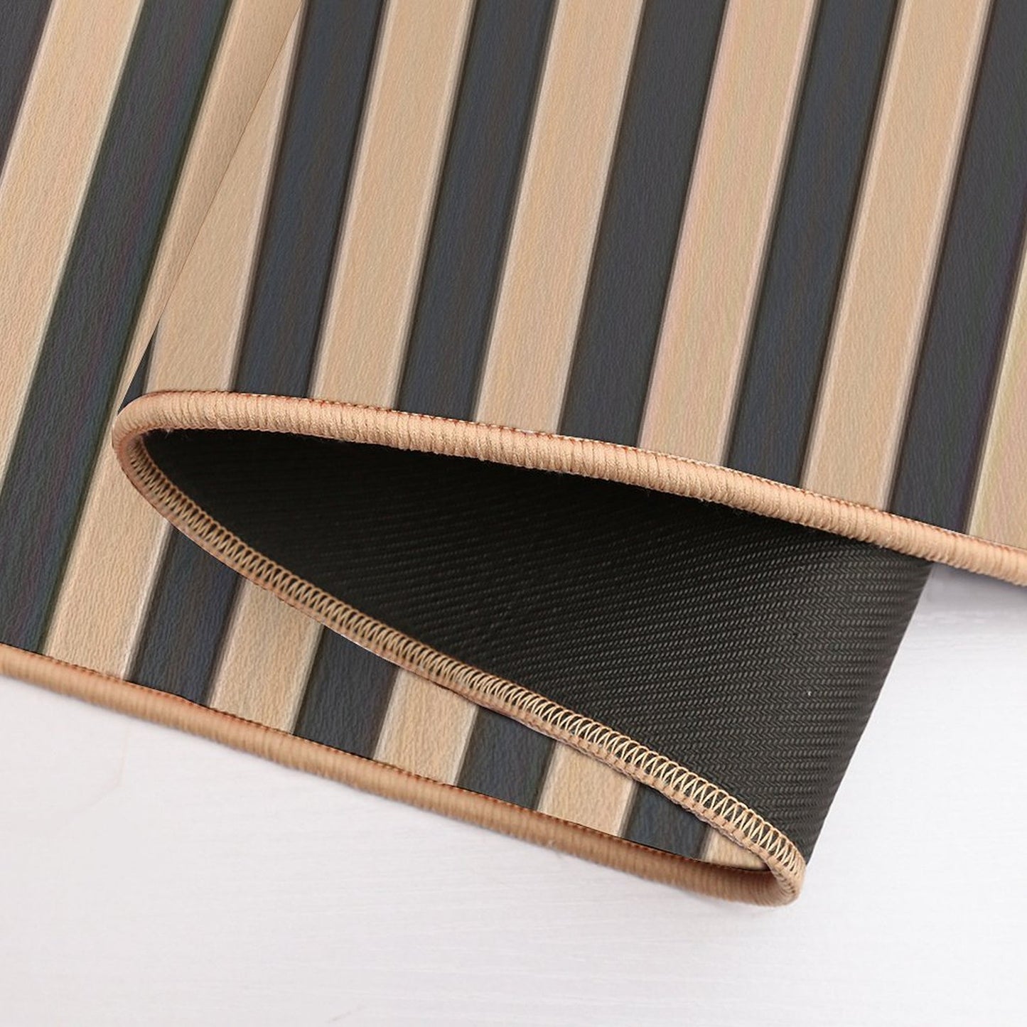 Black And Beige Stripped Pattern  Dirt-Trapping Bath Mat