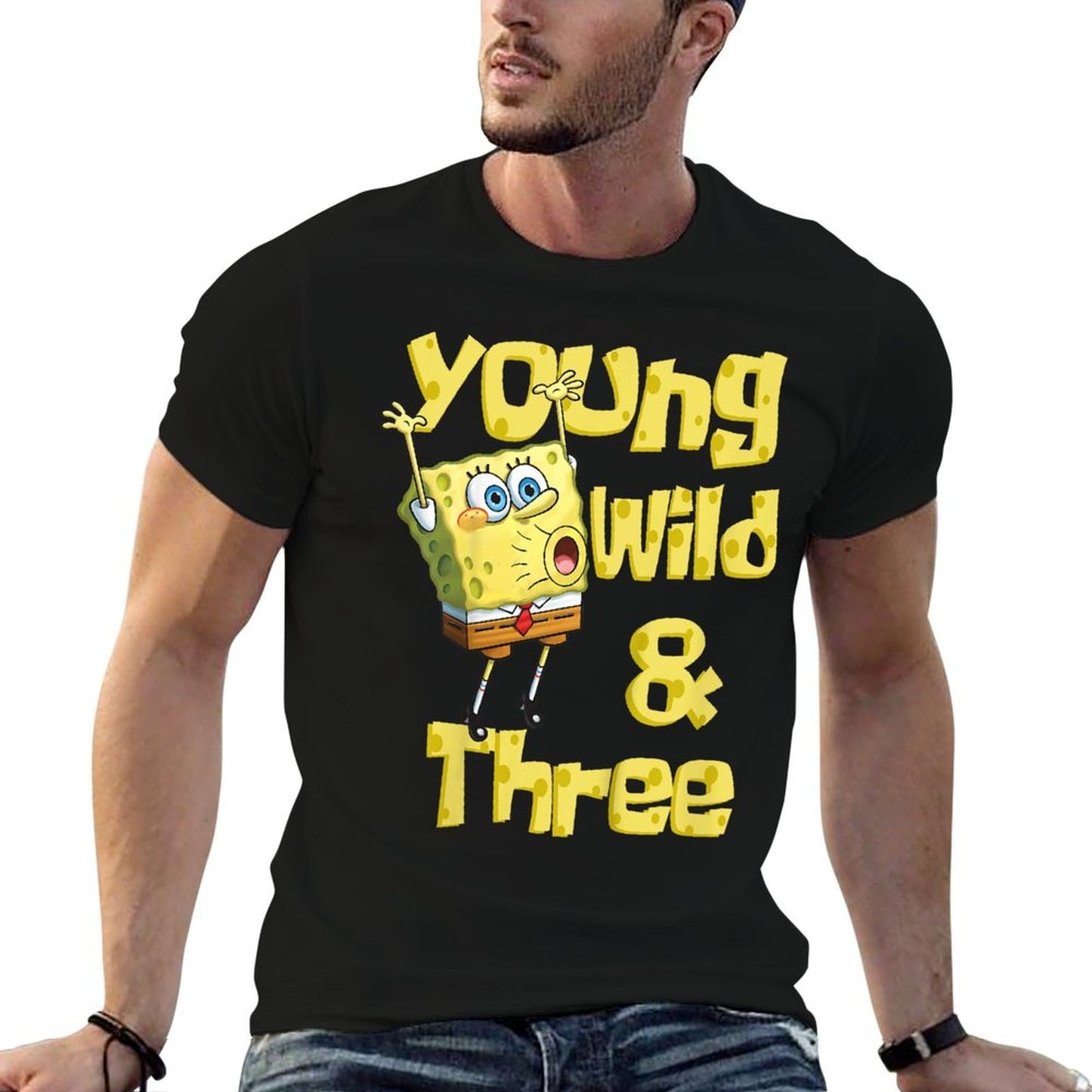 Mademark X SpongeBob SquarePants - Kids Young Wild & Three - 3rd Birthday  Wrinkle-resistant T-Shirt