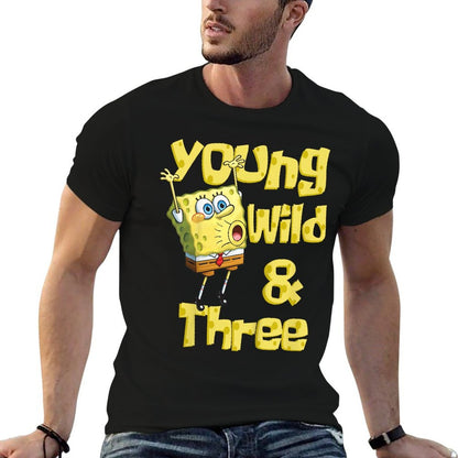 Mademark X SpongeBob SquarePants - Kids Young Wild & Three - 3rd Birthday  Wrinkle-resistant T-Shirt