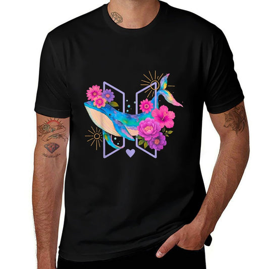 Orca With Floral Funny Graphic For Summer Girl Women Kids  Odor-resistant T-Shirt