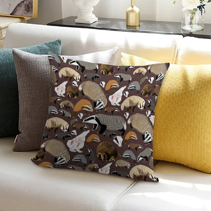 European Badger Soft Short Plush Fabric Throw Pillow