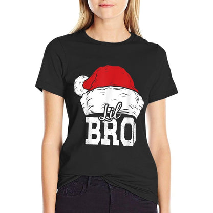 Lil Bro  Santa Hat Christmas Matching Family Pajama  Heathered Texture T-Shirt
