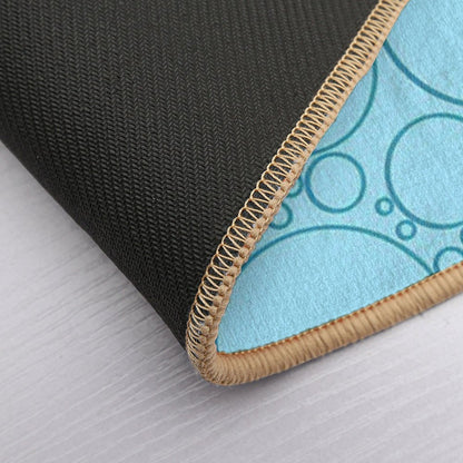 Different Sized Blue Circles for As Water Bubbles Illusion  Fade-Resistant Bath Mat