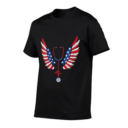 Womens Nurse American 4th Of July Wings Patriotic RN Nursing  Slim-fit Cut T-Shirt
