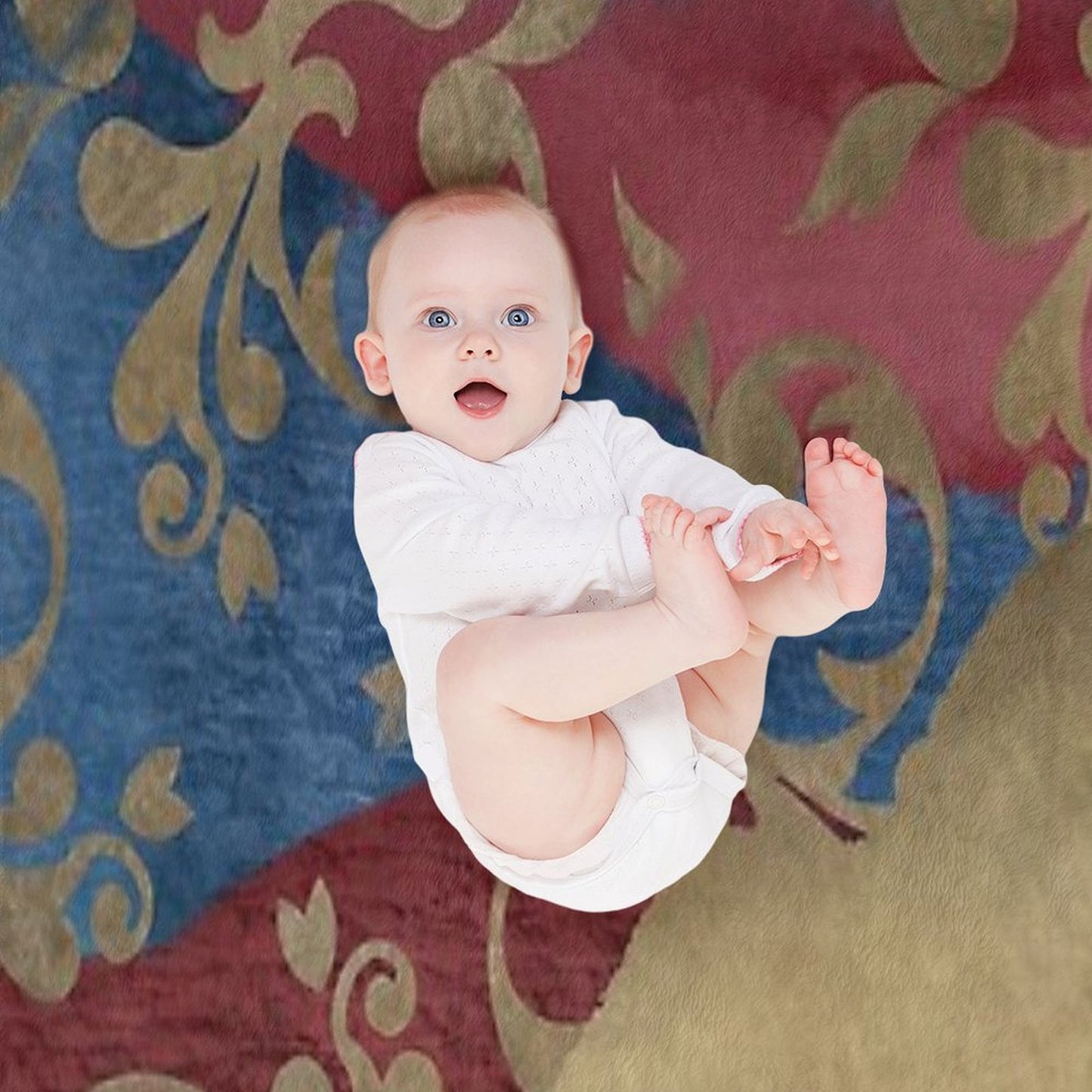 Gold Blue And Red Layered Pattern Art Versatility Throw Blanket