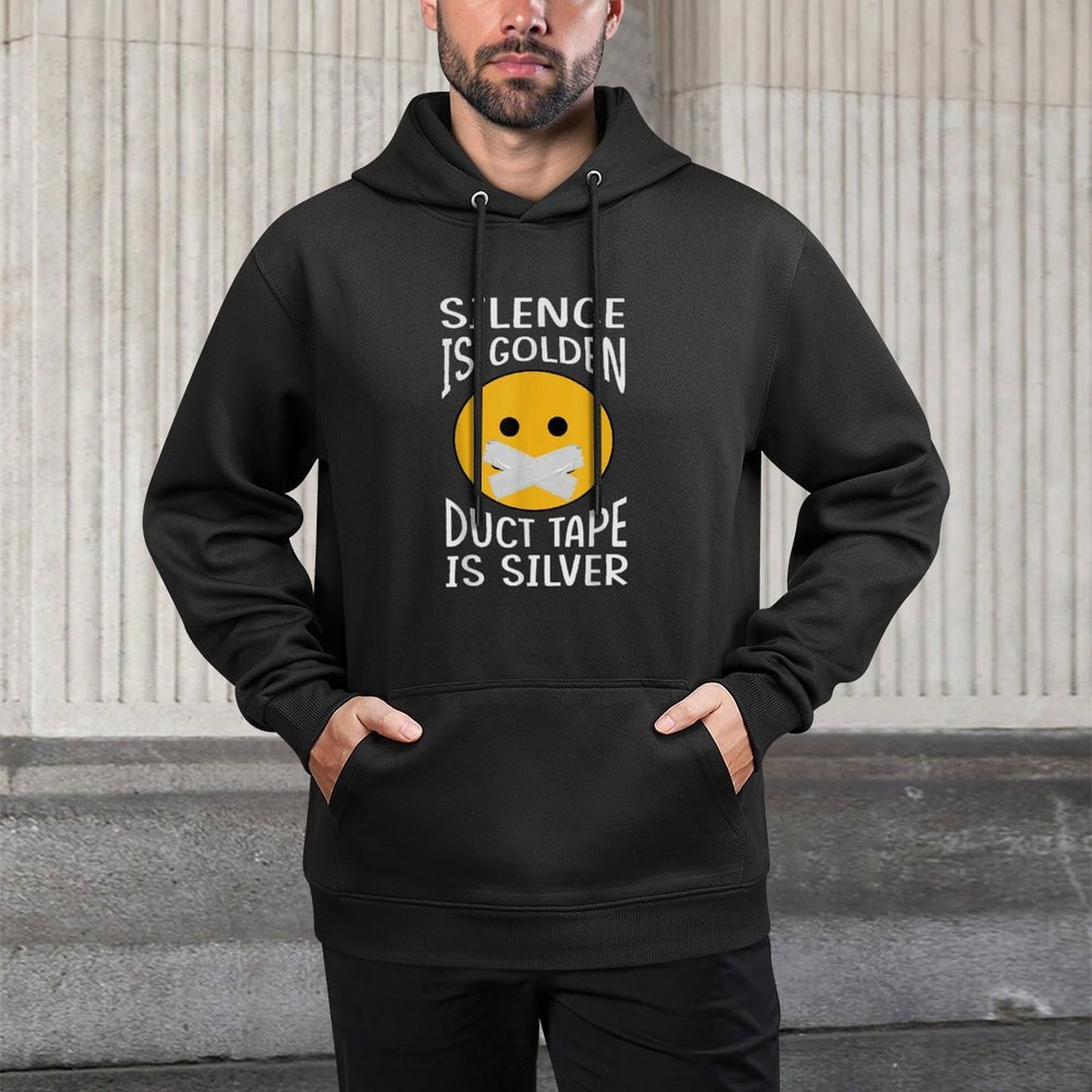 Silence Is Golden Duct Tape Is Silver - Funny Sarcastic Shape Retention Hoodie