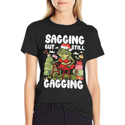 Sagging But Still Gagging Frog Funny Cringe Meme Christmas  Wrinkle-resistant T-Shirt