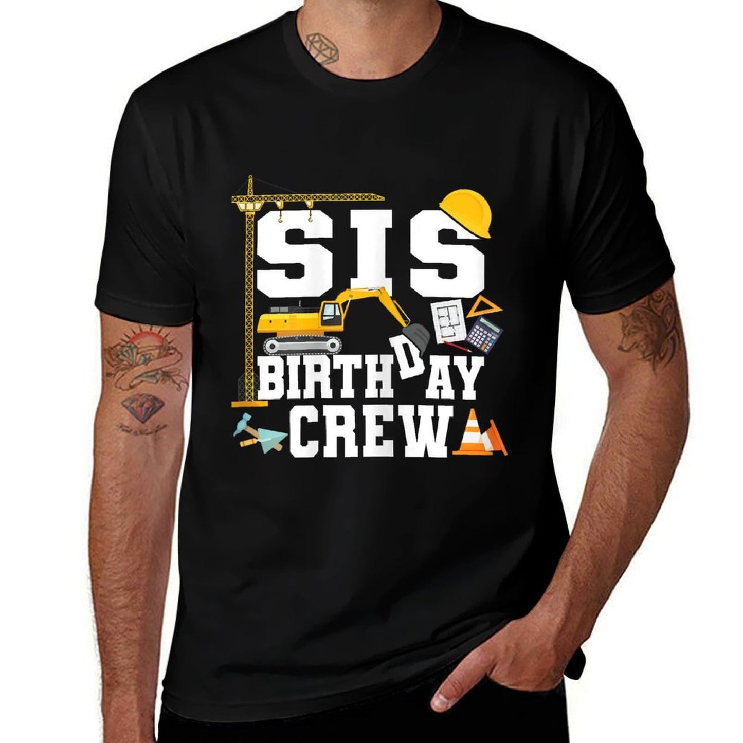 Sis Birthday Crew Sister Construction Birthday Party  Stretchy T-Shirt