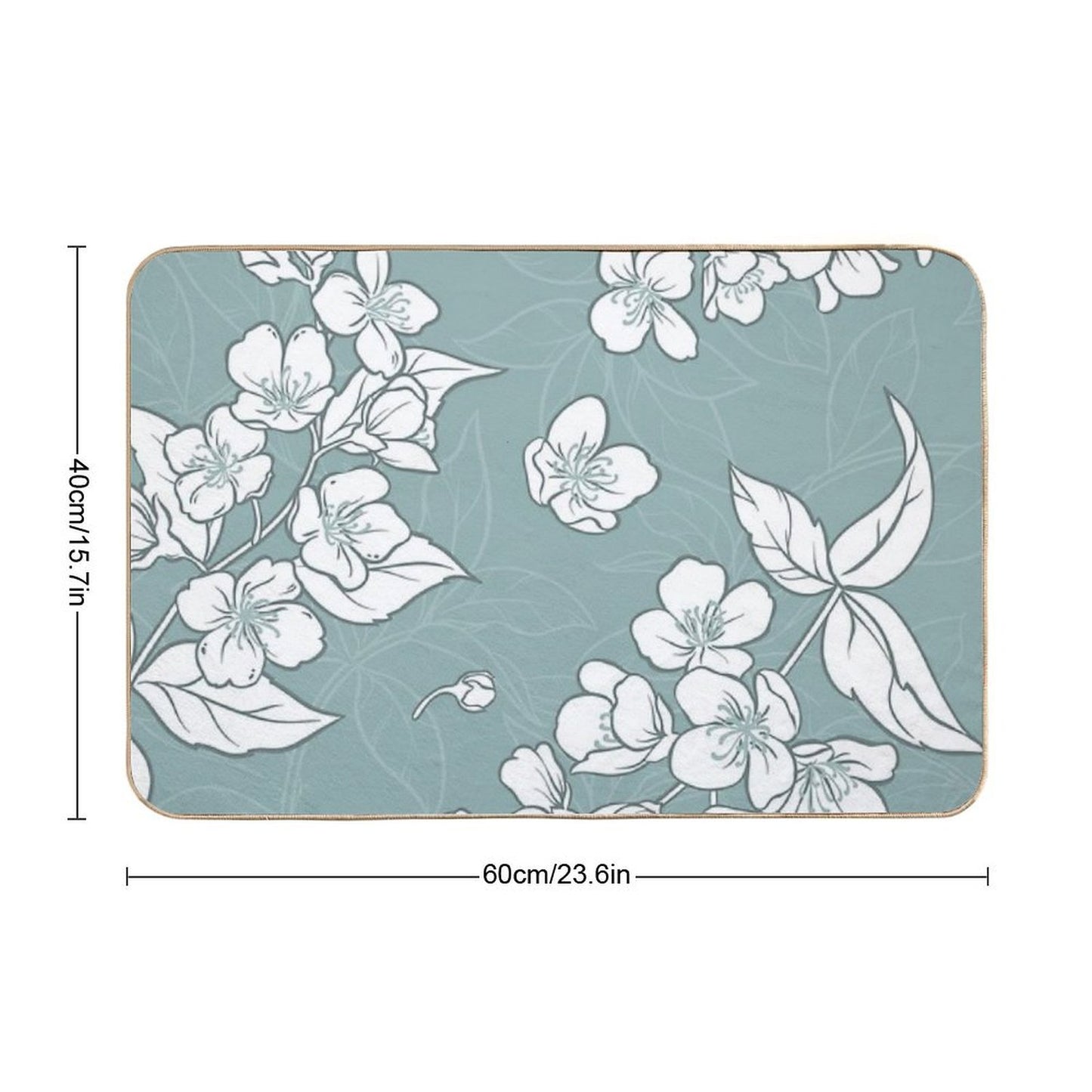 Jasmine Flowers Seamless Pattern  Easy Maintenance Bath Mat