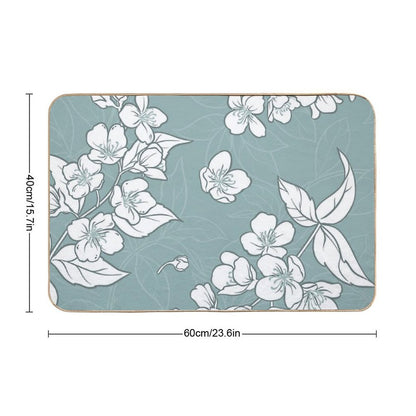 Jasmine Flowers Seamless Pattern  Easy Maintenance Bath Mat