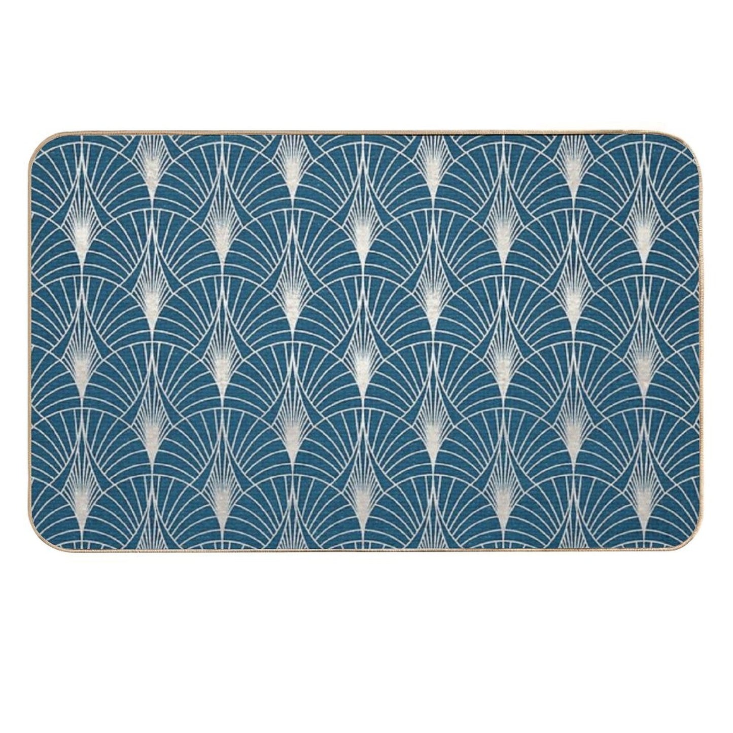(Faux) Turquoise And (Faux) Silver Art Deco Pattern  Eco-Friendly Bath Mat