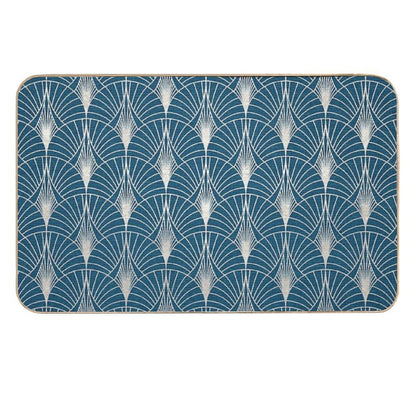 (Faux) Turquoise And (Faux) Silver Art Deco Pattern  Eco-Friendly Bath Mat