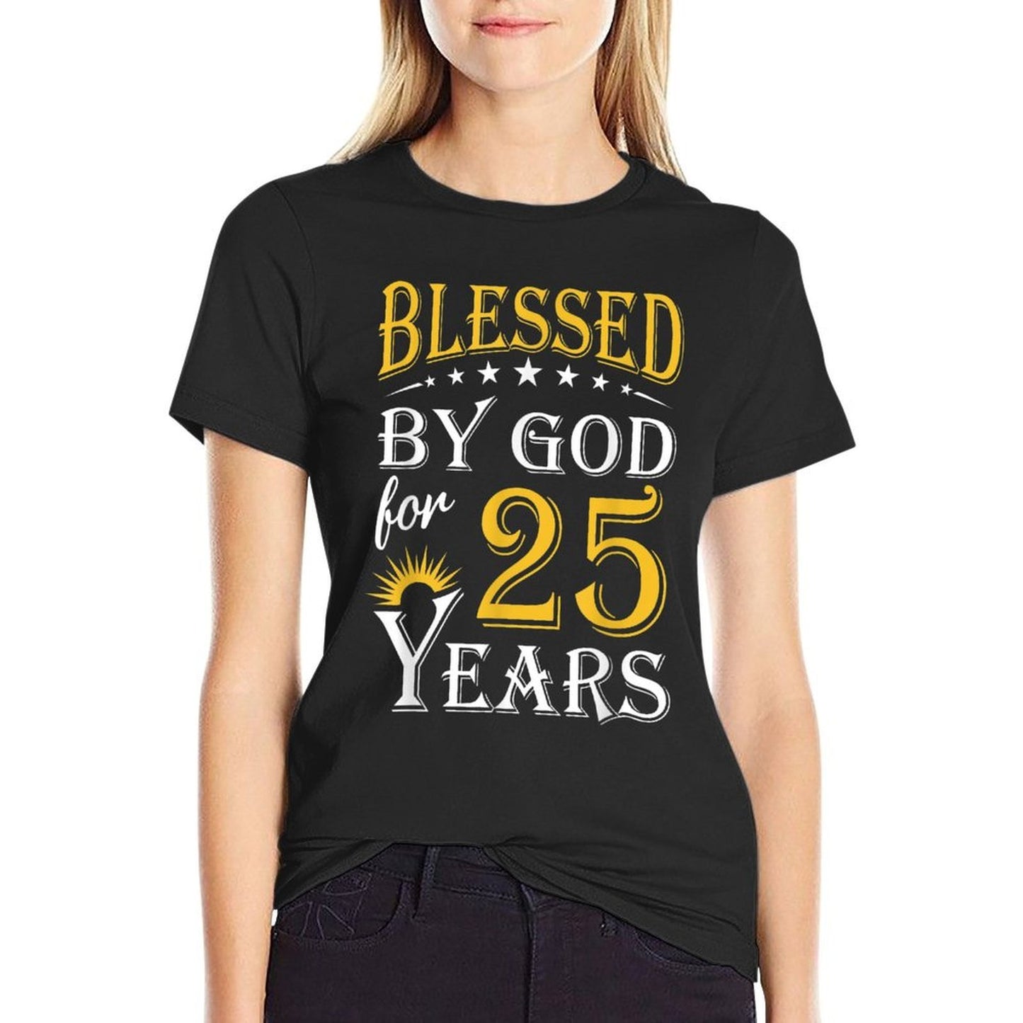 Vintage Blessed by God for 25 Years Happy 25th Birthday  Relaxed-fit T-Shirt