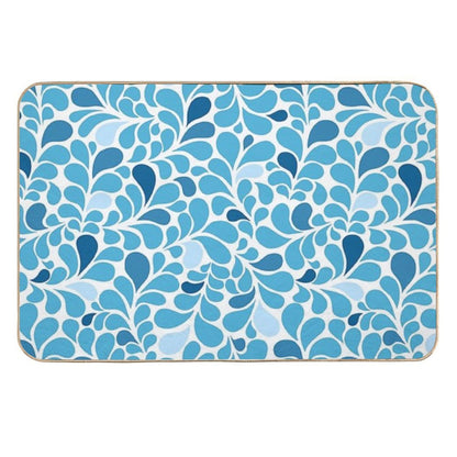 Water Drops Flourish Pattern, Ornamental Style Seamless Pattern,  Easy Maintenance Bath Mat