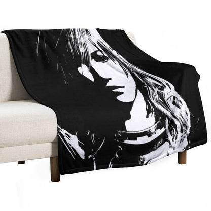 Final Fantasy XIII Lightning - Black And White Machine-washable Throw Blanket