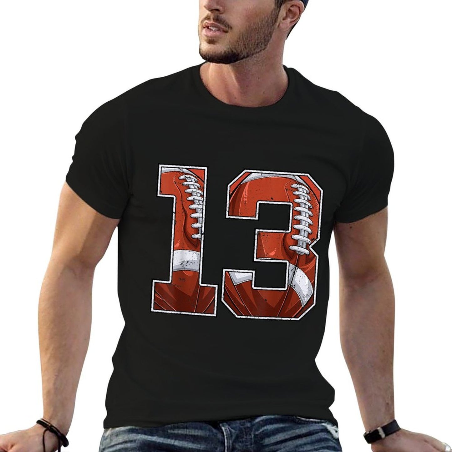 Football 13th Birthday Boy Thirteen 13 Years Old Bday Party Comfortable T-Shirt