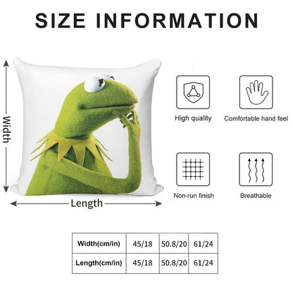 Kermit Contemplating, An Aesthetic Soft Reinforced Edging Throw Pillow