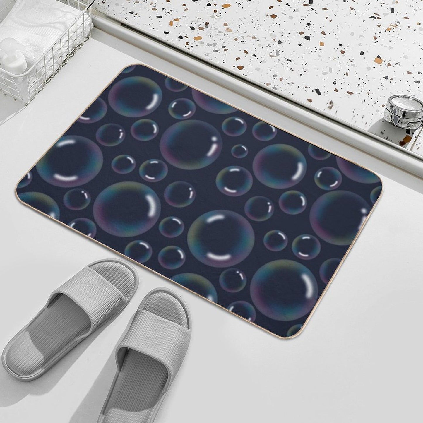 Bubble Bliss, Soap Bubble Pattern  Versatile Bath Mat