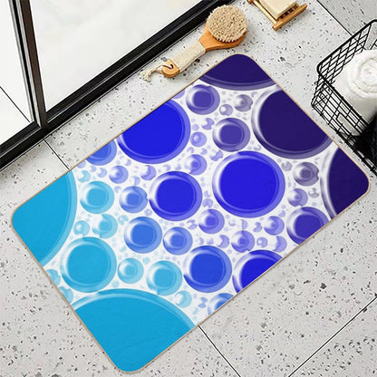Aqua Blue Bubble Polka Dots Abstract Pattern  Toxin-Free Bath Mat